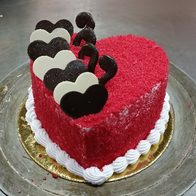 ❤️ Red White Heart Happy Birthday Cake For Rahul